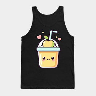 Cute Kawaii Apple Milkshake with Hearts | Kawaii Food Character | Cutesy Kawaii Style Tank Top